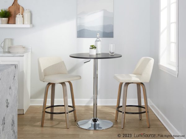 Toriano 26in Contemporary Swivel Counter Stools Light Grey Set of 2 Set of 2 1