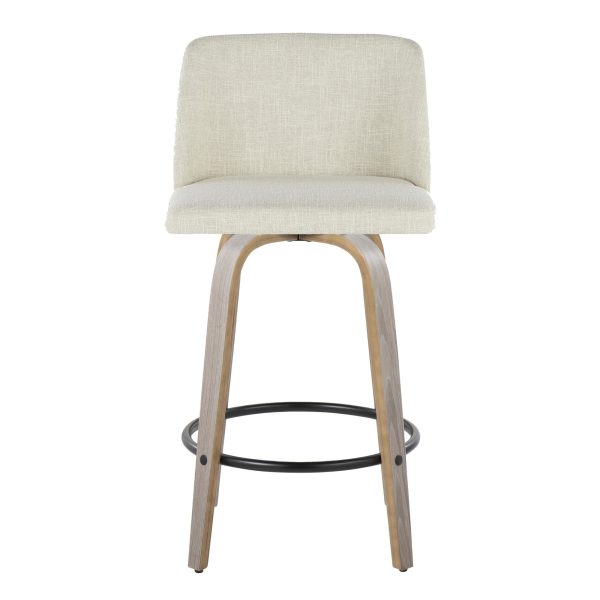 Toriano 26in Contemporary Swivel Counter Stools Light Grey Set of 2 Set of 2 10