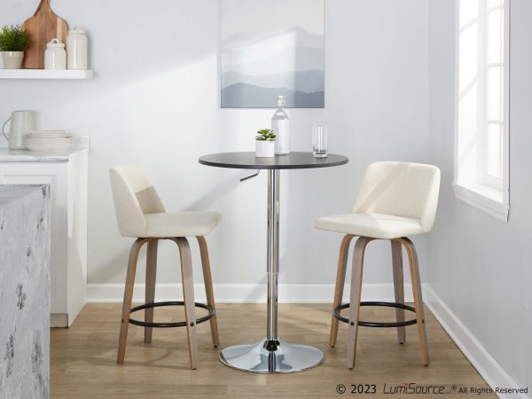 Toriano 26in Contemporary Swivel Counter Stools Light Grey Set of 2 Set of 2 4