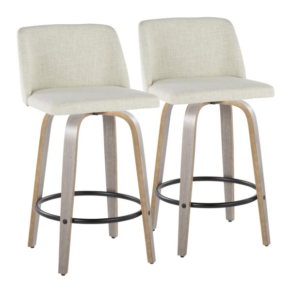Toriano 26in Contemporary Swivel Counter Stools Light Grey Set of 2 Set of 2 5