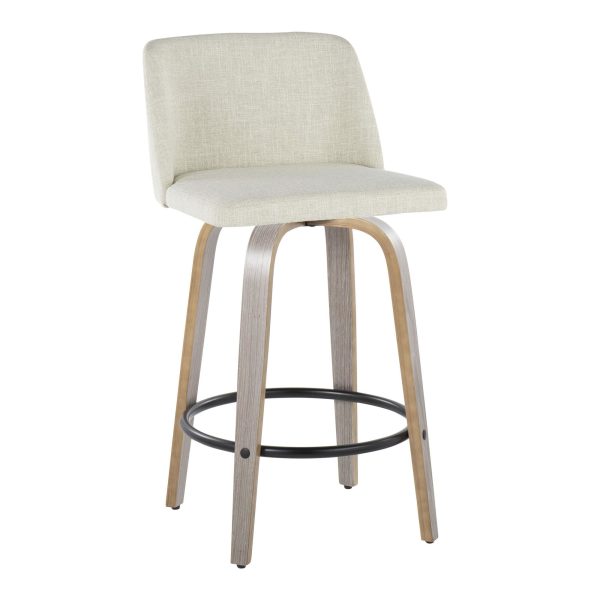 Toriano 26in Contemporary Swivel Counter Stools Light Grey Set of 2 Set of 2 6