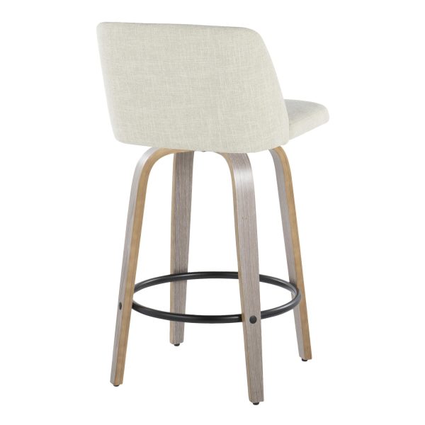 Toriano 26in Contemporary Swivel Counter Stools Light Grey Set of 2 Set of 2 8