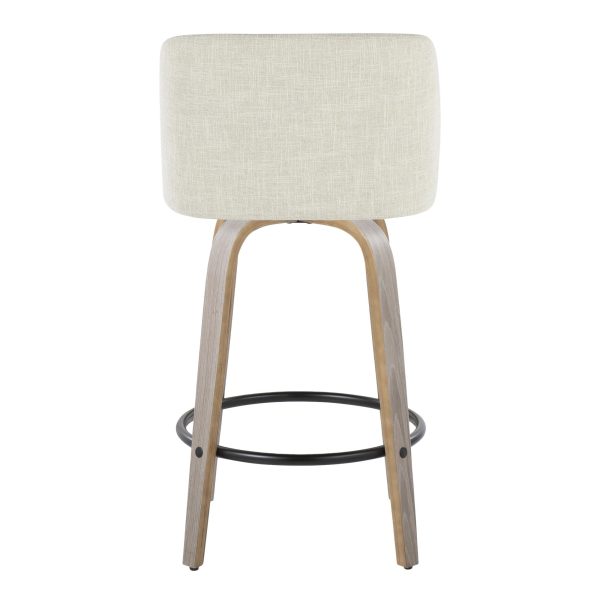 Toriano 26in Contemporary Swivel Counter Stools Light Grey Set of 2 Set of 2 9