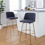 Toriano 30 Blue Contemporary Swivel Barstools (Set of 2) 12 Toriano 30 Blue Contemporary Swivel Barstools (Set of 2)