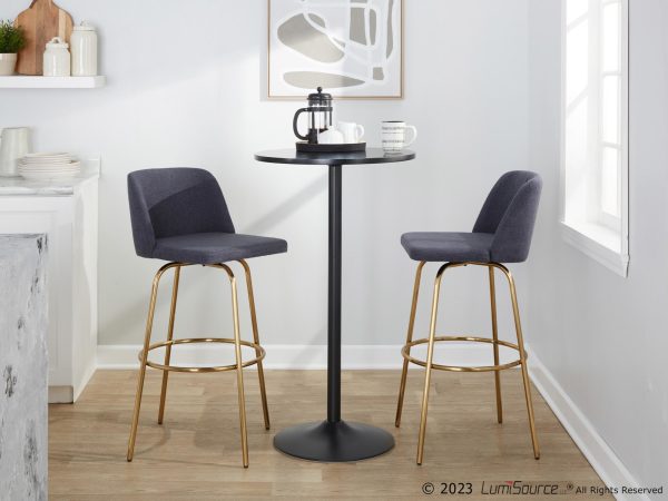 Toriano 30 Blue Contemporary Swivel Barstools Set of 2 2