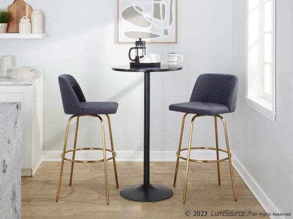 Toriano 30 Blue Contemporary Swivel Barstools Set of 2 3