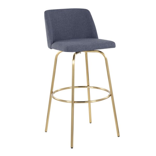 Toriano 30 Blue Contemporary Swivel Barstools Set of 2 5