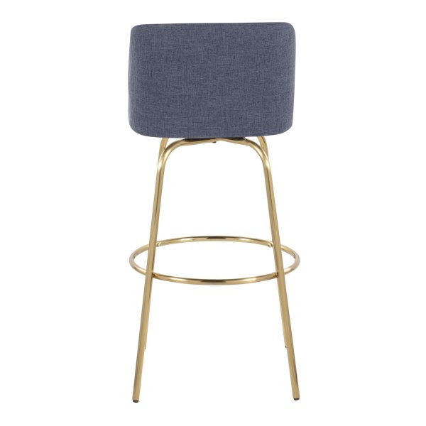 Toriano 30 Blue Contemporary Swivel Barstools Set of 2 8