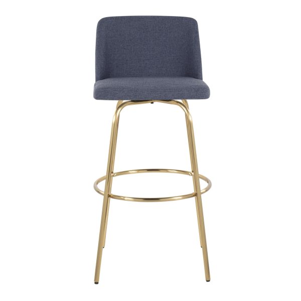 Toriano 30 Blue Contemporary Swivel Barstools Set of 2 9