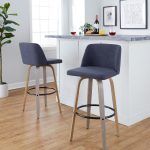 Toriano 30 Blue Fabric Contemporary Swivel Barstools (Set of 2) 13 Toriano 30 Blue Fabric Contemporary Swivel Barstools (Set of 2)