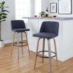 Toriano 30 Blue Fabric Contemporary Swivel Barstools (Set of 2) 12 Toriano 30 Blue Fabric Contemporary Swivel Barstools (Set of 2)