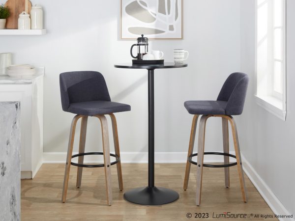 Toriano 30 Blue Fabric Contemporary Swivel Barstools Set of 2 2