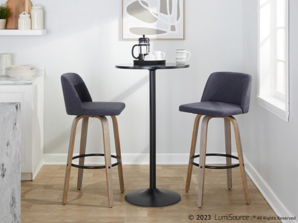Toriano 30 Blue Fabric Contemporary Swivel Barstools Set of 2 3