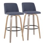 Toriano 30 Blue Fabric Contemporary Swivel Barstools (Set of 2) 16 Toriano 30 Blue Fabric Contemporary Swivel Barstools (Set of 2)