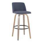Toriano 30 Blue Fabric Contemporary Swivel Barstools (Set of 2) 17 Toriano 30 Blue Fabric Contemporary Swivel Barstools (Set of 2)