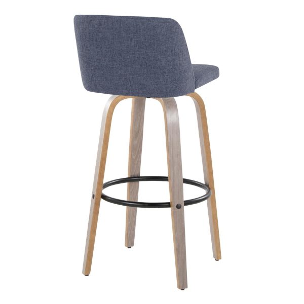 Toriano 30 Blue Fabric Contemporary Swivel Barstools Set of 2 7