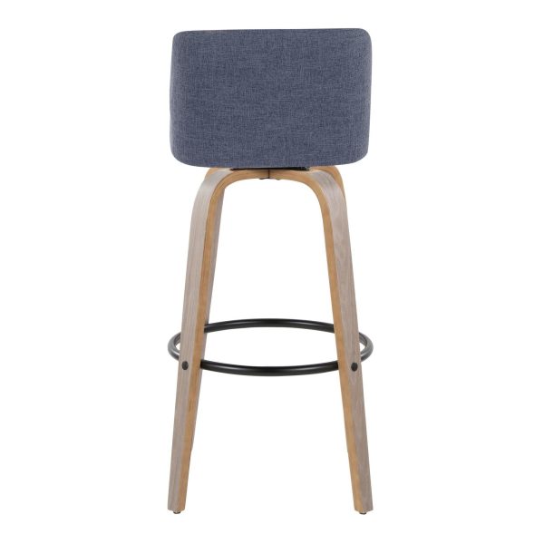 Toriano 30 Blue Fabric Contemporary Swivel Barstools Set of 2 8