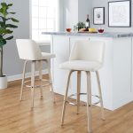Toriano 30" Contemporary Cream Swivel Barstools Whitewashed Wood (Set of 2) 13 Toriano 30" Contemporary Cream Swivel Barstools Whitewashed Wood (Set of 2)