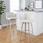 Toriano 30" Contemporary Cream Swivel Barstools Whitewashed Wood (Set of 2) 12 Toriano 30" Contemporary Cream Swivel Barstools Whitewashed Wood (Set of 2)
