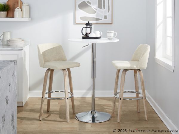 Toriano 30 Contemporary Cream Swivel Barstools Whitewashed Wood Set of 2 2