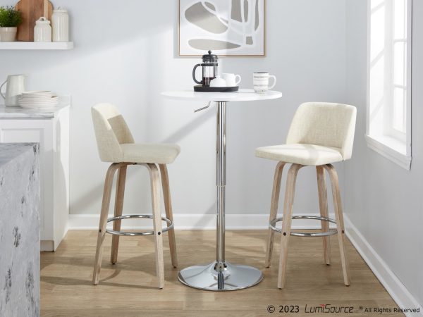 Toriano 30 Contemporary Cream Swivel Barstools Whitewashed Wood Set of 2 3