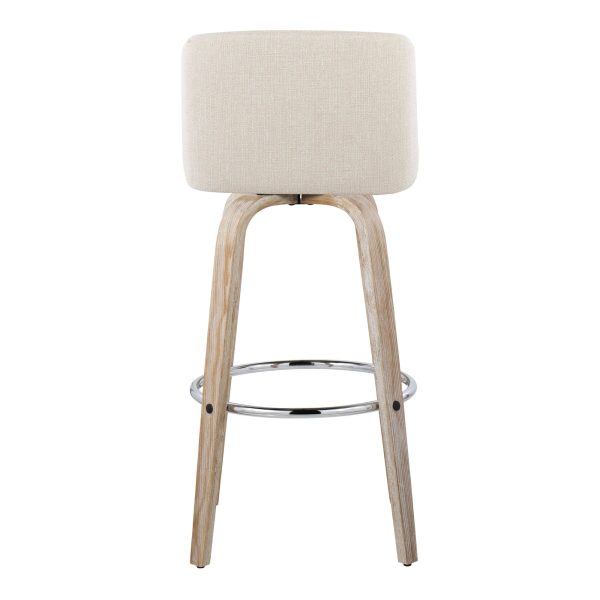 Toriano 30 Contemporary Cream Swivel Barstools Whitewashed Wood Set of 2 8