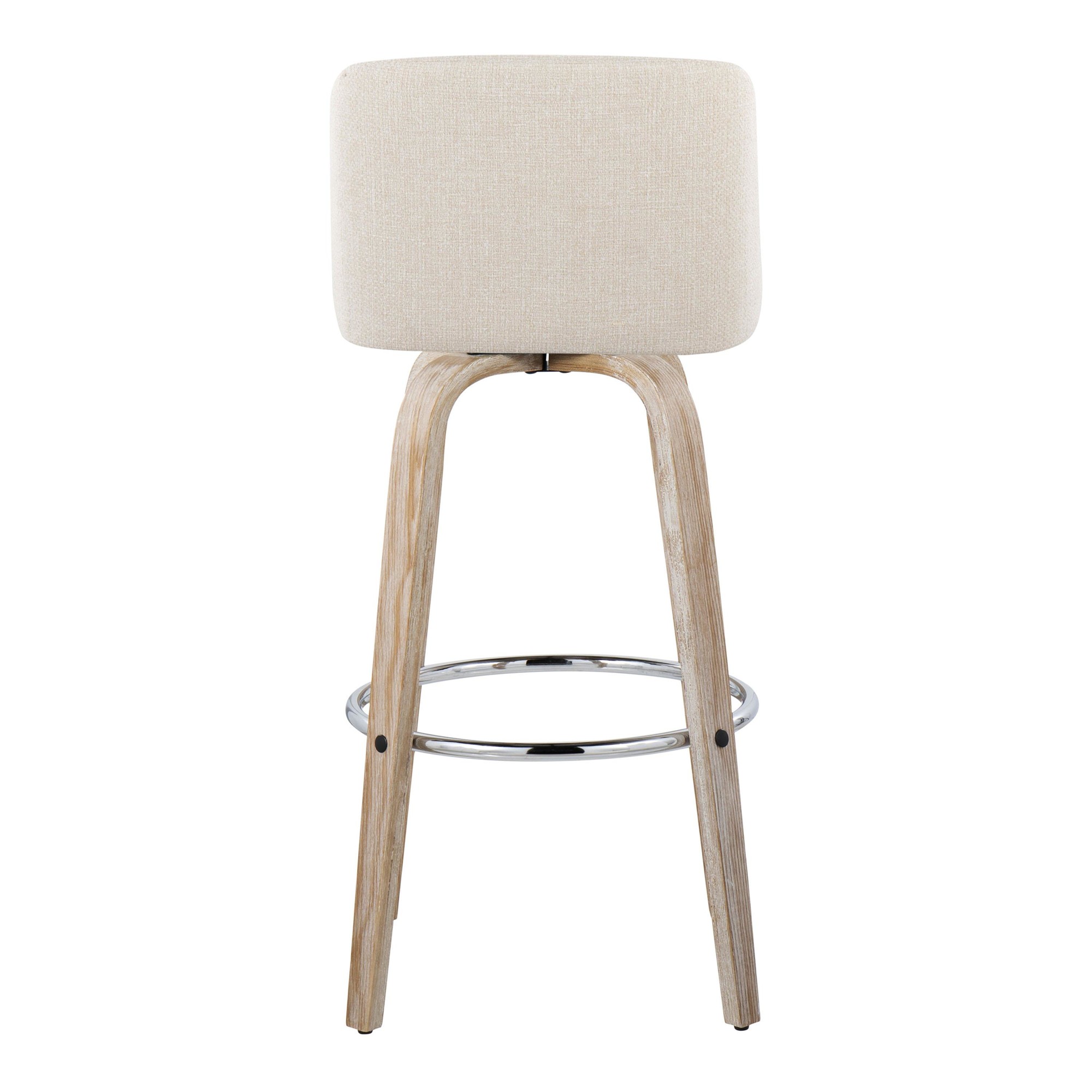 Toriano 30" Contemporary Cream Swivel Barstools Whitewashed Wood (Set of 2) 9 Toriano 30" Contemporary Cream Swivel Barstools Whitewashed Wood (Set of 2) - Image 9
