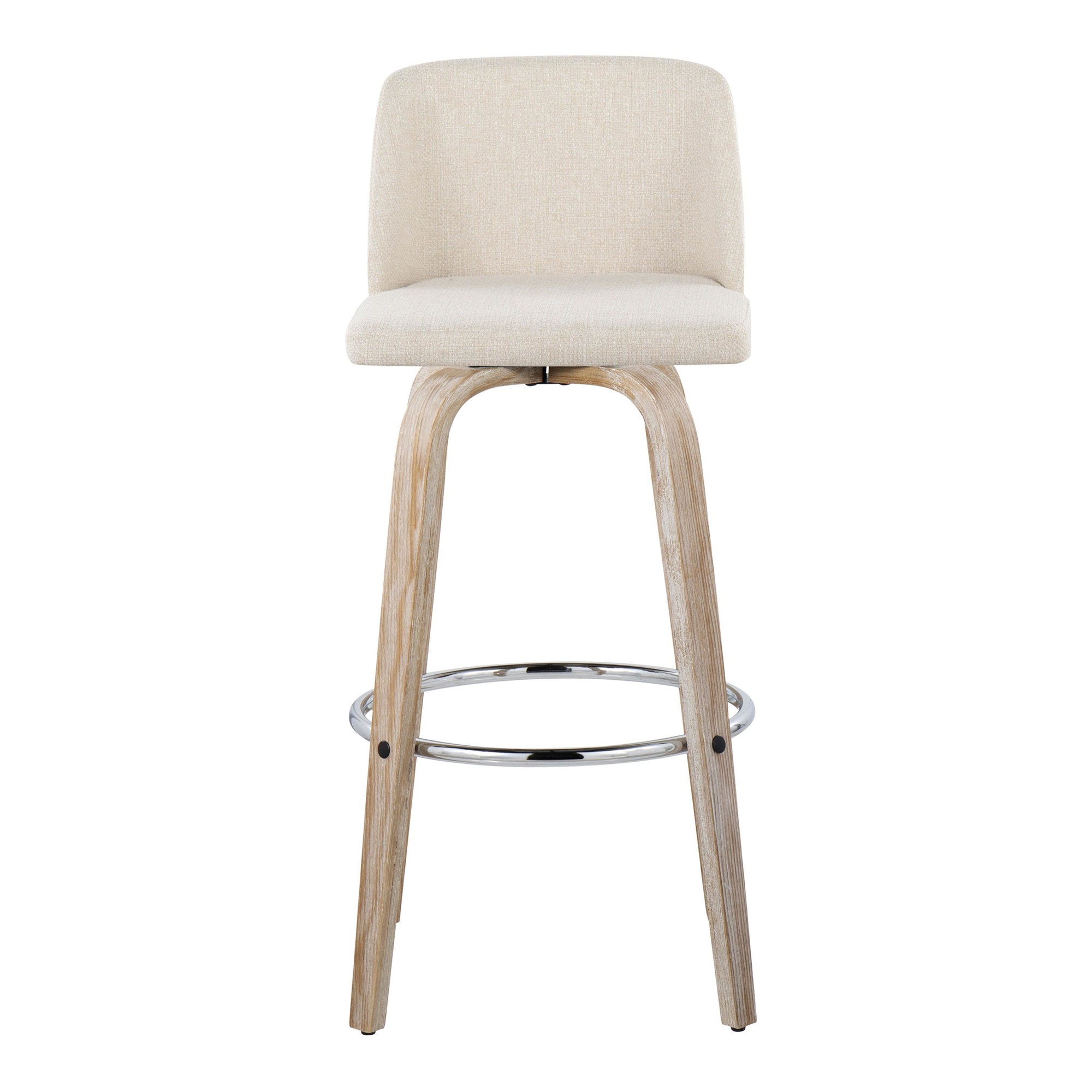 Toriano 30" Contemporary Cream Swivel Barstools Whitewashed Wood (Set of 2) 10 Toriano 30" Contemporary Cream Swivel Barstools Whitewashed Wood (Set of 2) - Image 10