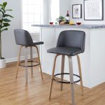 Toriano 30" Contemporary Light Grey Swivel Barstools (Set of 2) 12 Toriano 30" Contemporary Light Grey Swivel Barstools (Set of 2)