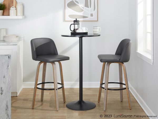 Toriano 30 Contemporary Light Grey Swivel Barstools Set of 2 2 1