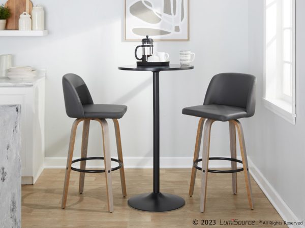 Toriano 30 Contemporary Light Grey Swivel Barstools Set of 2 3 1