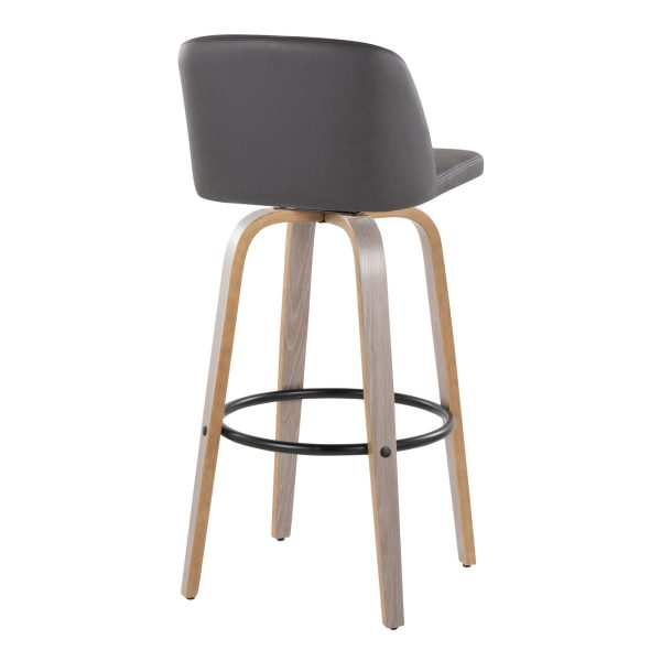 Toriano 30 Contemporary Light Grey Swivel Barstools Set of 2 7 1