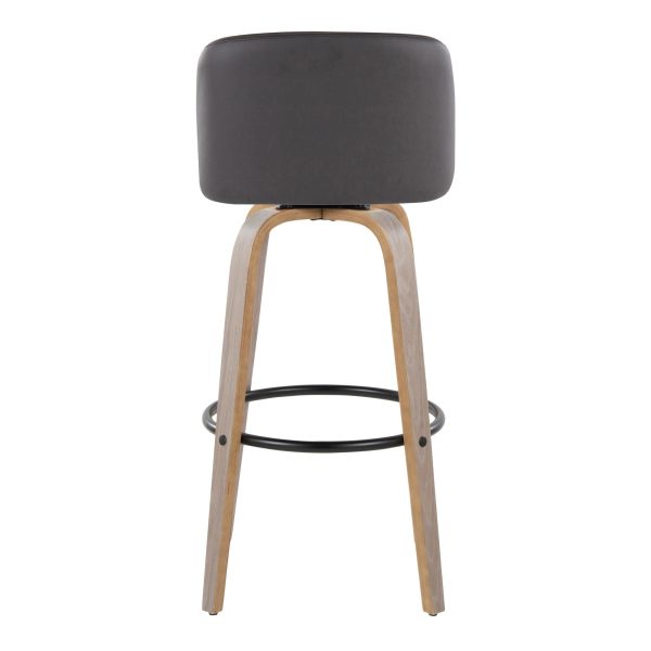 Toriano 30 Contemporary Light Grey Swivel Barstools Set of 2 8 1
