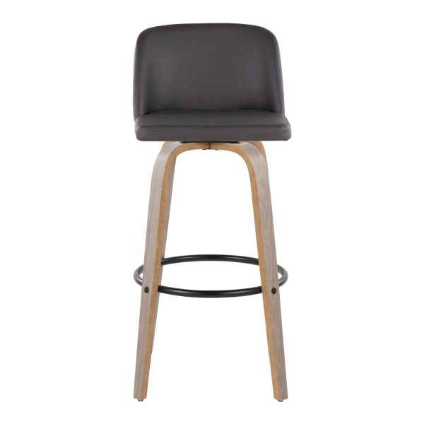 Toriano 30 Contemporary Light Grey Swivel Barstools Set of 2 9 1