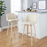 Toriano 30" Contemporary Natural Wood and Cream Barstools (Set of 2) 10 Toriano 30" Contemporary Natural Wood and Cream Barstools (Set of 2)