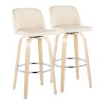 Toriano 30" Contemporary Natural Wood and Cream Barstools (Set of 2) 12 Toriano 30" Contemporary Natural Wood and Cream Barstools (Set of 2)