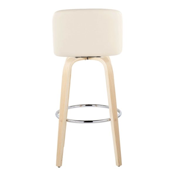 Toriano 30 Contemporary Natural Wood and Cream Barstools Set of 2 7