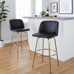 Toriano 30" Contemporary Swivel Barstools Black and Gold (Set of 2) (Set of 2) 13 Toriano 30" Contemporary Swivel Barstools Black and Gold (Set of 2) (Set of 2)