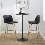 Toriano 30" Contemporary Swivel Barstools Black and Gold (Set of 2) (Set of 2) 15 Toriano 30" Contemporary Swivel Barstools Black and Gold (Set of 2) (Set of 2)