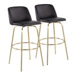 Toriano 30" Contemporary Swivel Barstools Black and Gold (Set of 2) (Set of 2) 16 Toriano 30" Contemporary Swivel Barstools Black and Gold (Set of 2) (Set of 2)