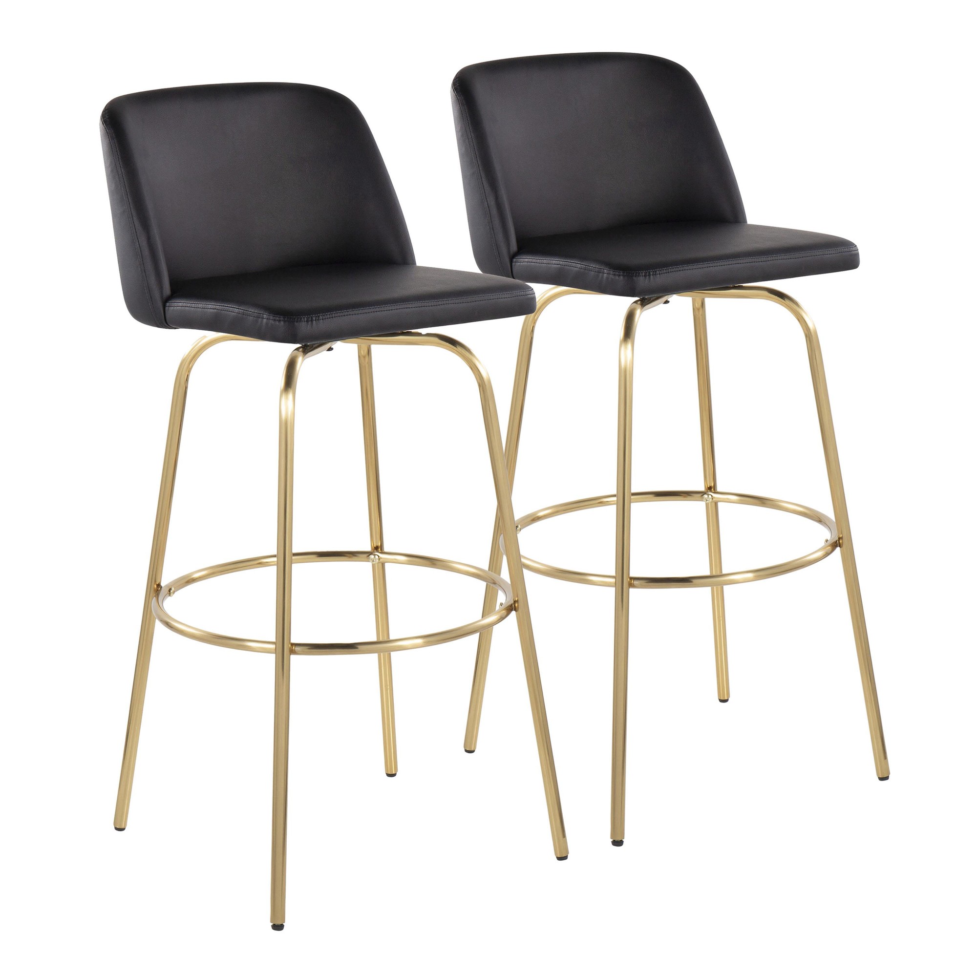 Toriano 30" Contemporary Swivel Barstools Black and Gold (Set of 2) (Set of 2) 5 Toriano 30" Contemporary Swivel Barstools Black and Gold (Set of 2) (Set of 2) - Image 5