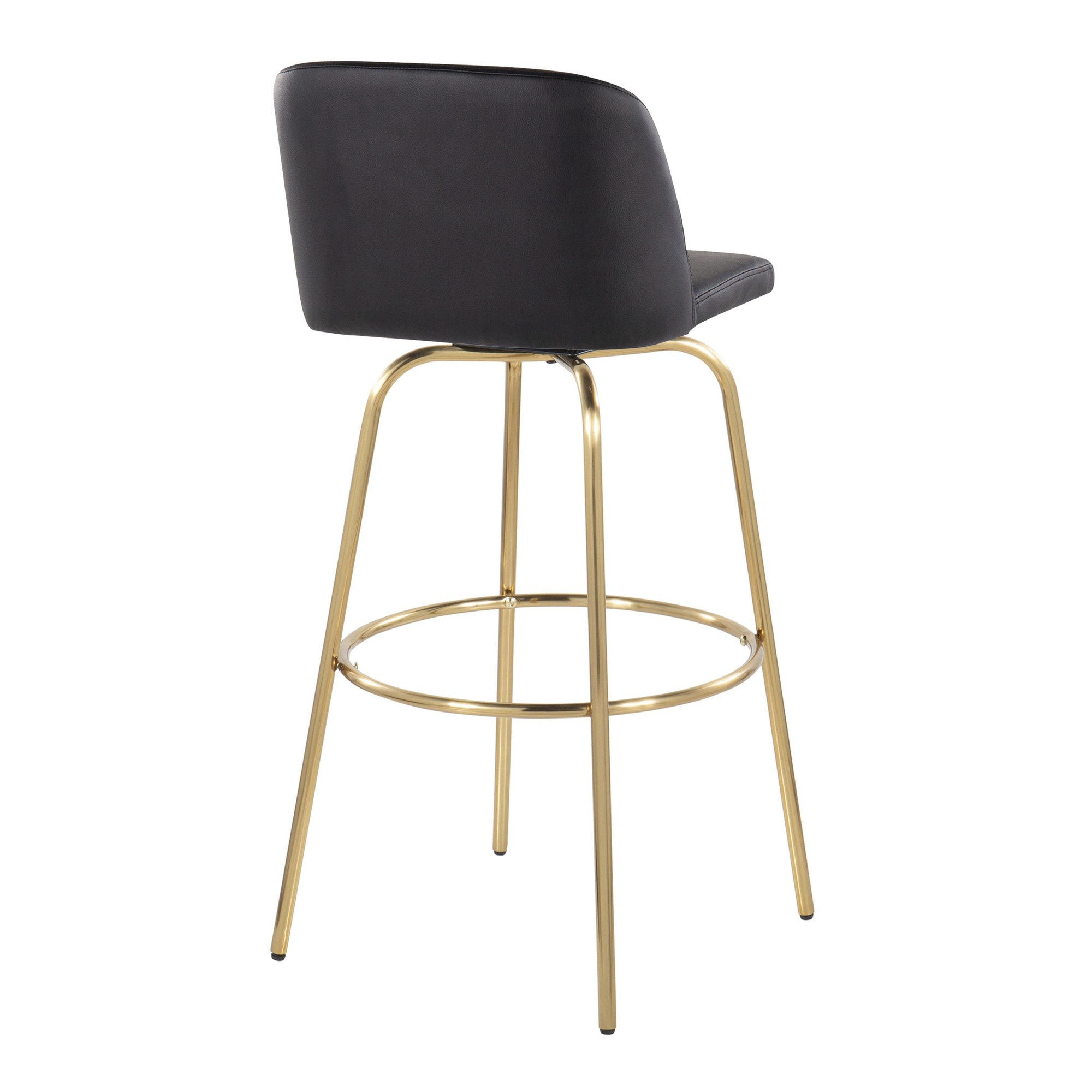 Toriano 30" Contemporary Swivel Barstools Black and Gold (Set of 2) (Set of 2) 8 Toriano 30" Contemporary Swivel Barstools Black and Gold (Set of 2) (Set of 2) - Image 8