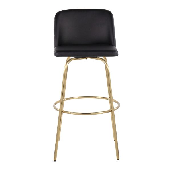 Toriano 30 Contemporary Swivel Barstools Black and Gold Set of 2 Set of 2 9