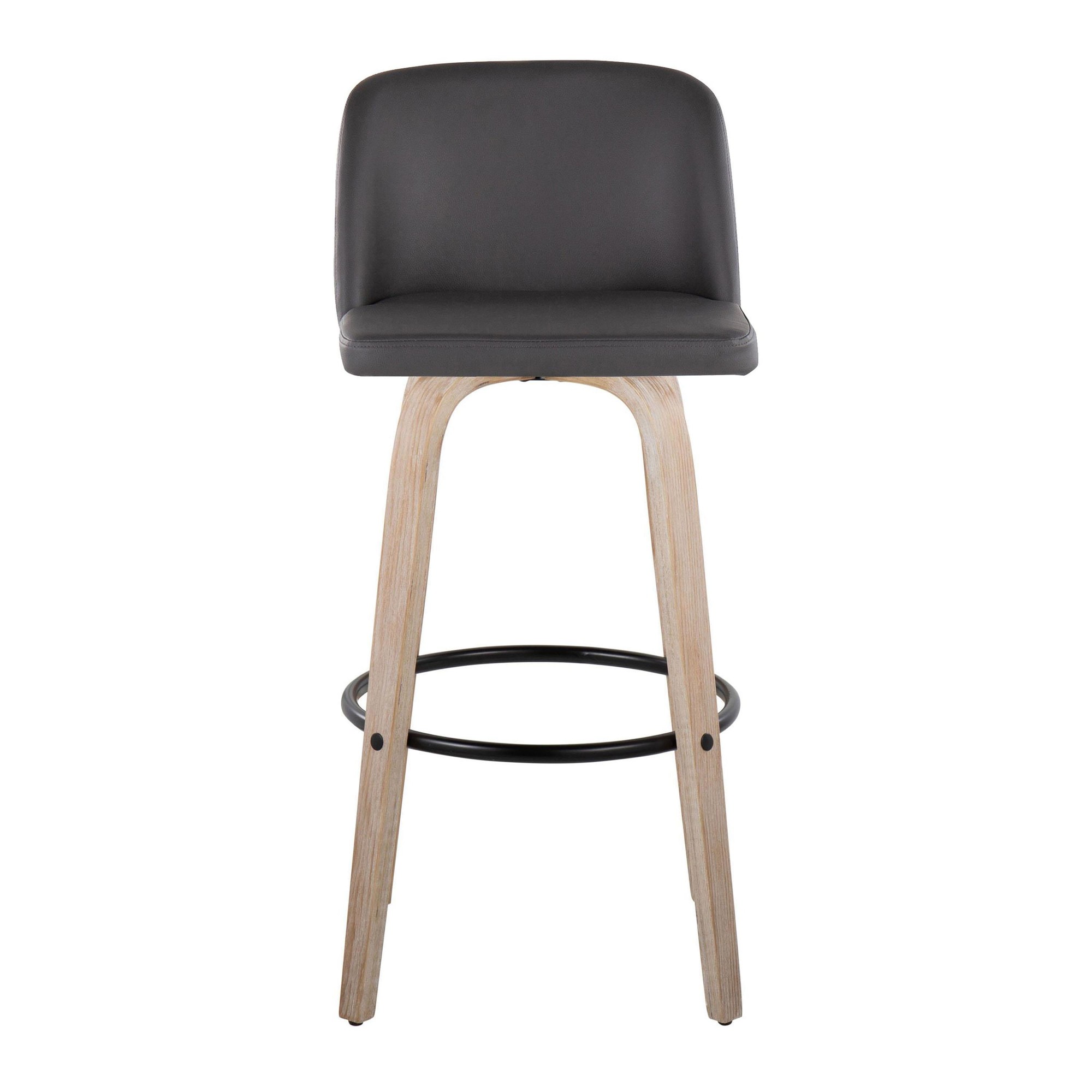 Toriano 30 Contemporary White-Washed Wood Swivel Barstools (Set of 2) 8 Toriano 30 Contemporary White-Washed Wood Swivel Barstools (Set of 2) - Image 8