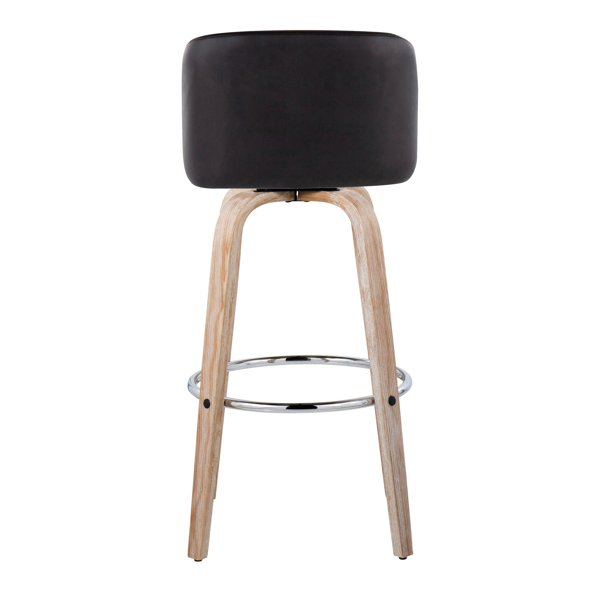 Toriano 30" Contemporary Whitewashed Wood and Black Barstools (Set of 2) 7 Toriano 30" Contemporary Whitewashed Wood and Black Barstools (Set of 2) - Image 7