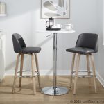 Toriano 30" Contemporary Whitewashed Wood and Grey Swivel Barstools (Set of 2) 15 Toriano 30" Contemporary Whitewashed Wood and Grey Swivel Barstools (Set of 2)