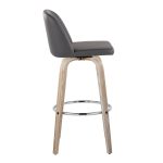 Toriano 30" Contemporary Whitewashed Wood and Grey Swivel Barstools (Set of 2) 18 Toriano 30" Contemporary Whitewashed Wood and Grey Swivel Barstools (Set of 2)