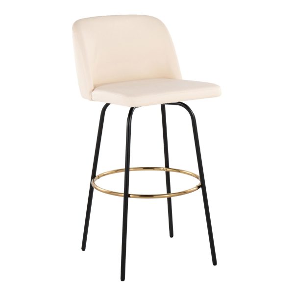 Toriano 30 Cream Contemporary Swivel Barstools Set of 2 1