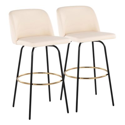 Toriano 30 Cream Contemporary Swivel Barstools (Set of 2)