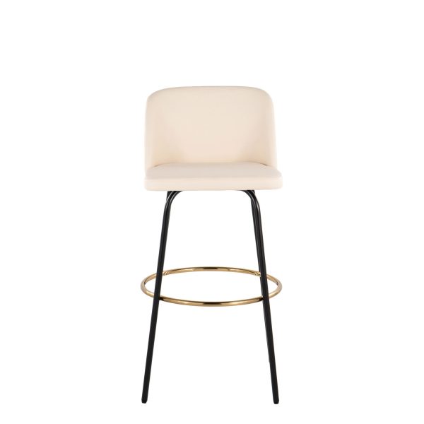 Toriano 30 Cream Contemporary Swivel Barstools Set of 2 5